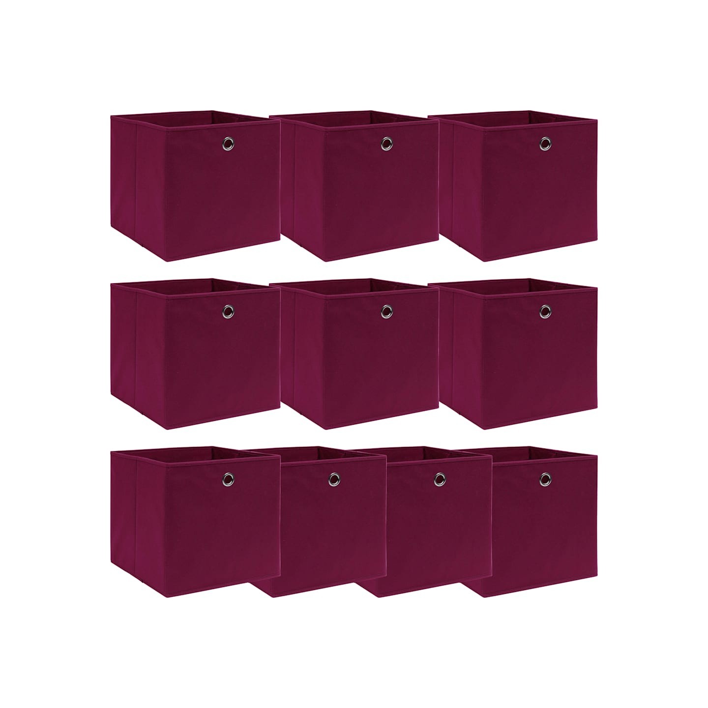 Boîtes de rangement 10 pcs Rouge foncé 32x32x32 cm Tissu