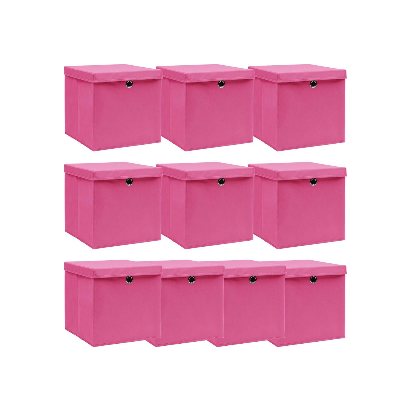 Boîtes de rangement avec couvercles 10pcs Rose 32x32x32cm Tissu