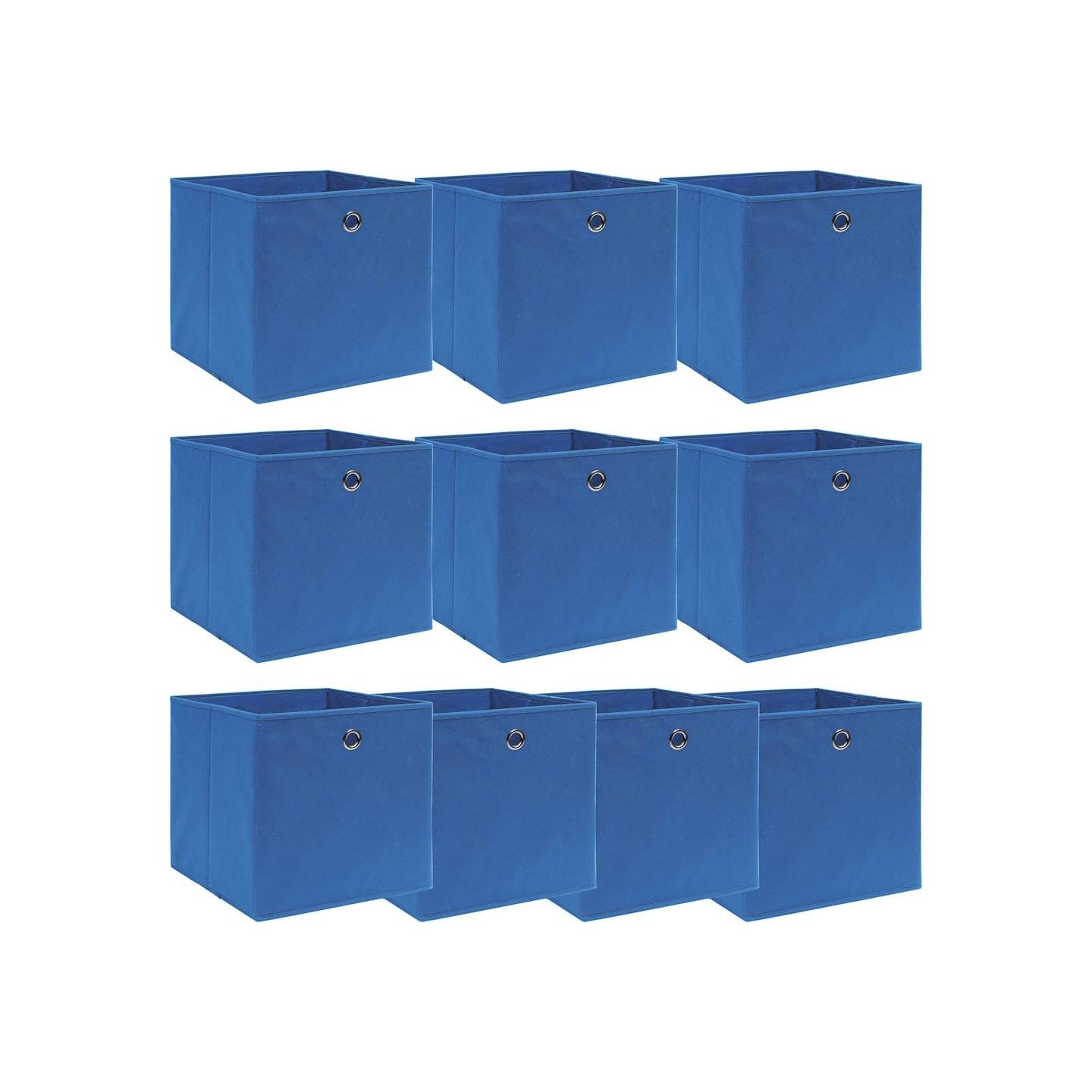 Boîtes de rangement 10 pcs Bleu 32x32x32 cm Tissu