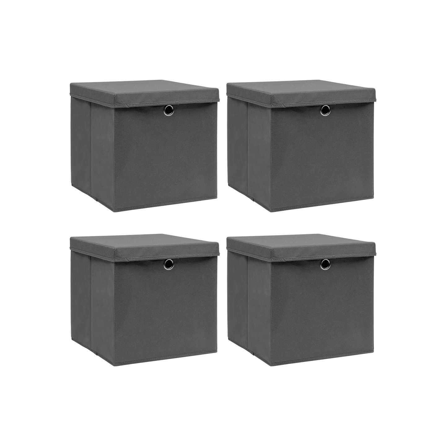 Boîtes de rangement avec couvercle 4 pcs Gris 32x32x32 cm Tissu