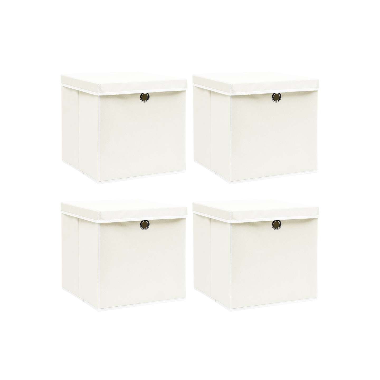 Boîtes de rangement avec couvercles 4pcs Blanc 32x32x32cm Tissu