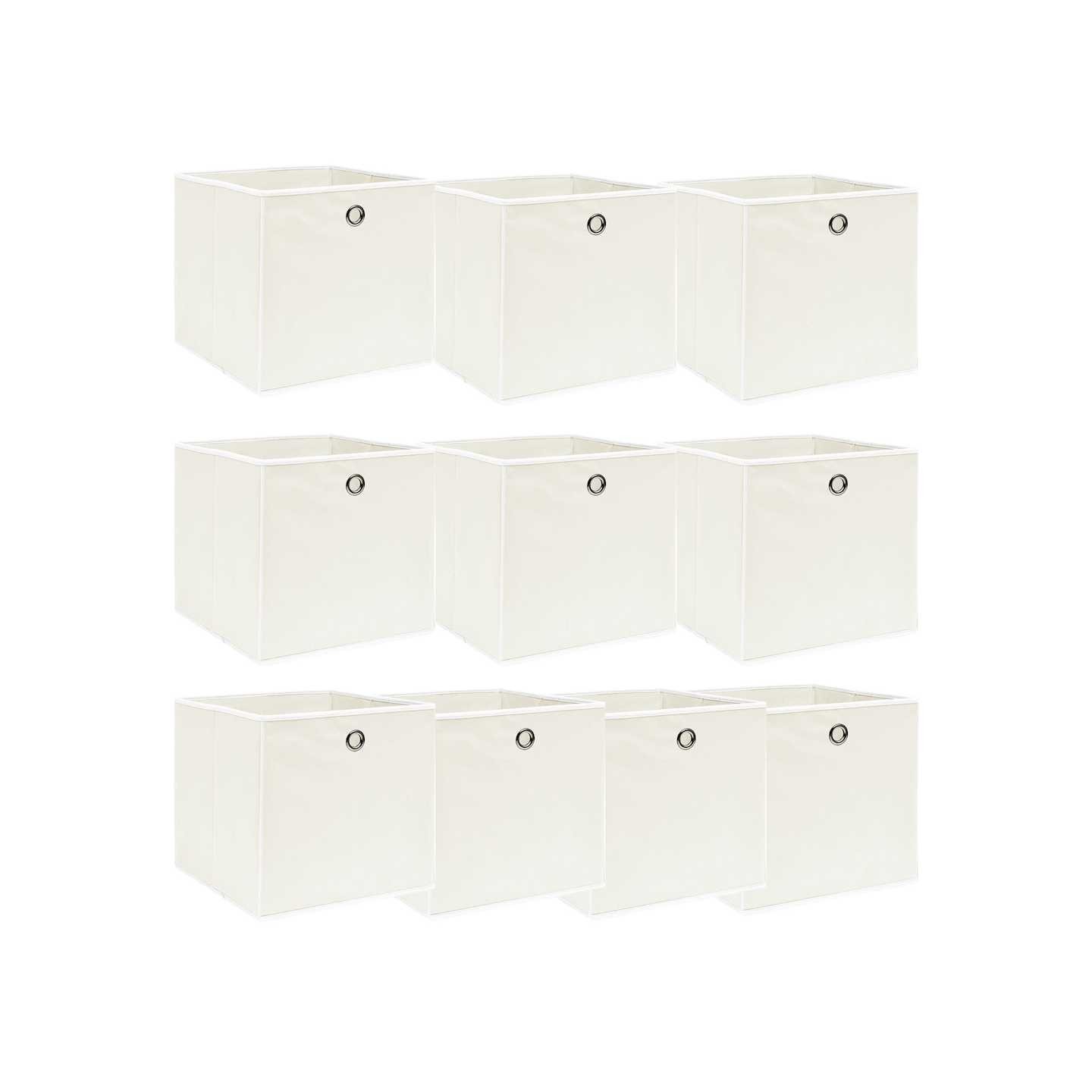 Boîtes de rangement 10 pcs Blanc 32x32x32 cm Tissu