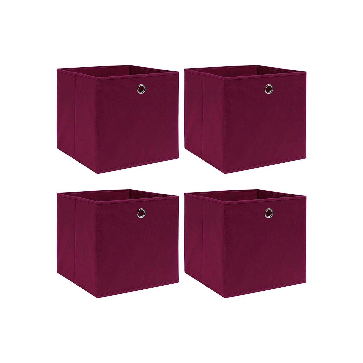 Boîtes de rangement 4 pcs Rouge foncé 32x32x32 cm Tissu