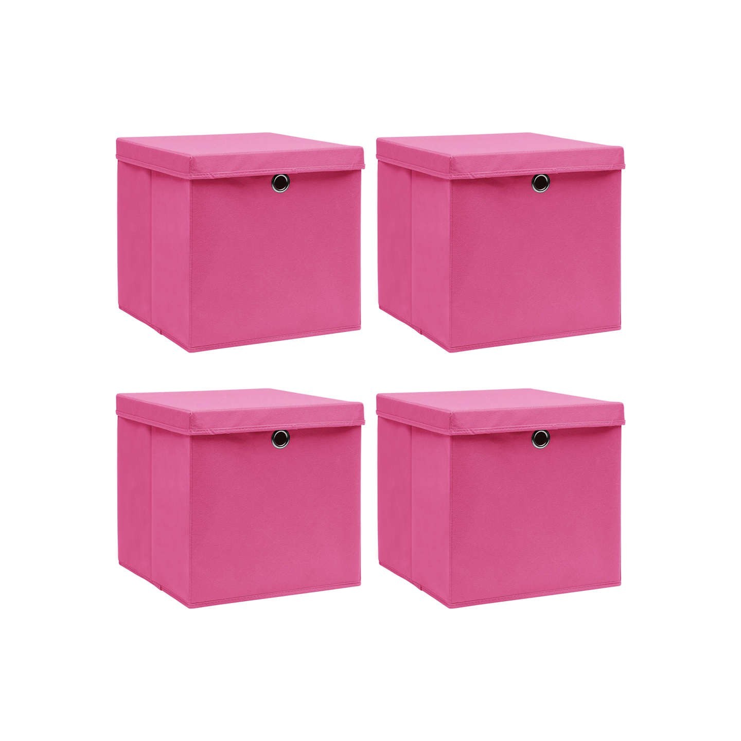 Boîtes de rangement avec couvercles 4 pcs Rose 32x32x32cm Tissu