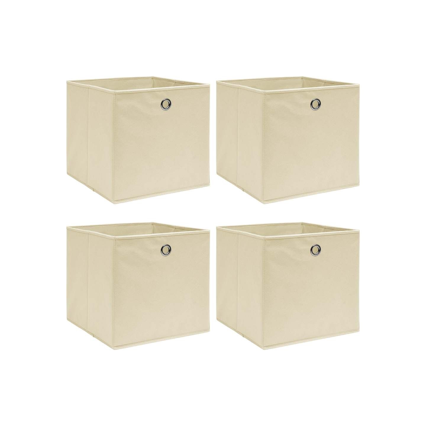 Boîtes de rangement 4 pcs Crème 32x32x32 cm Tissu