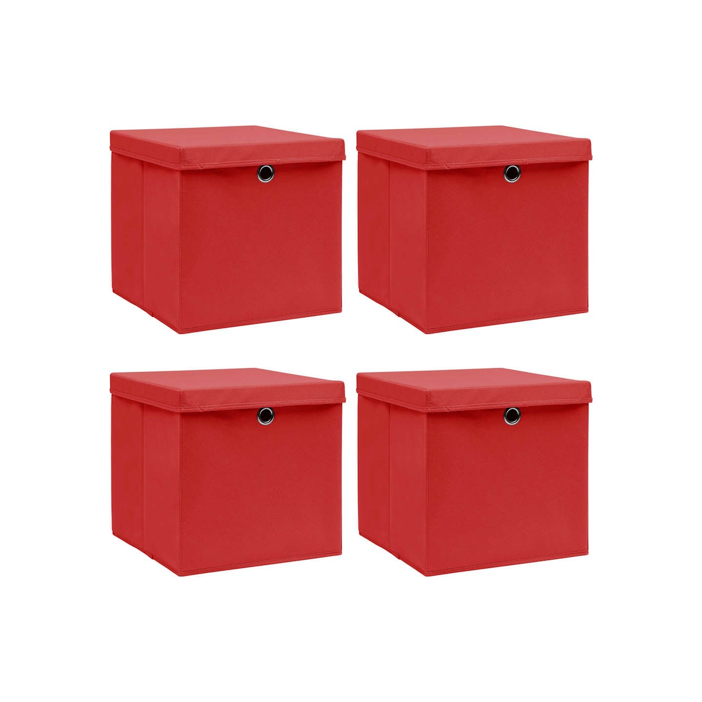 Boîtes de rangement et couvercles 4 pcs Rouge 32x32x32 cm Tissu