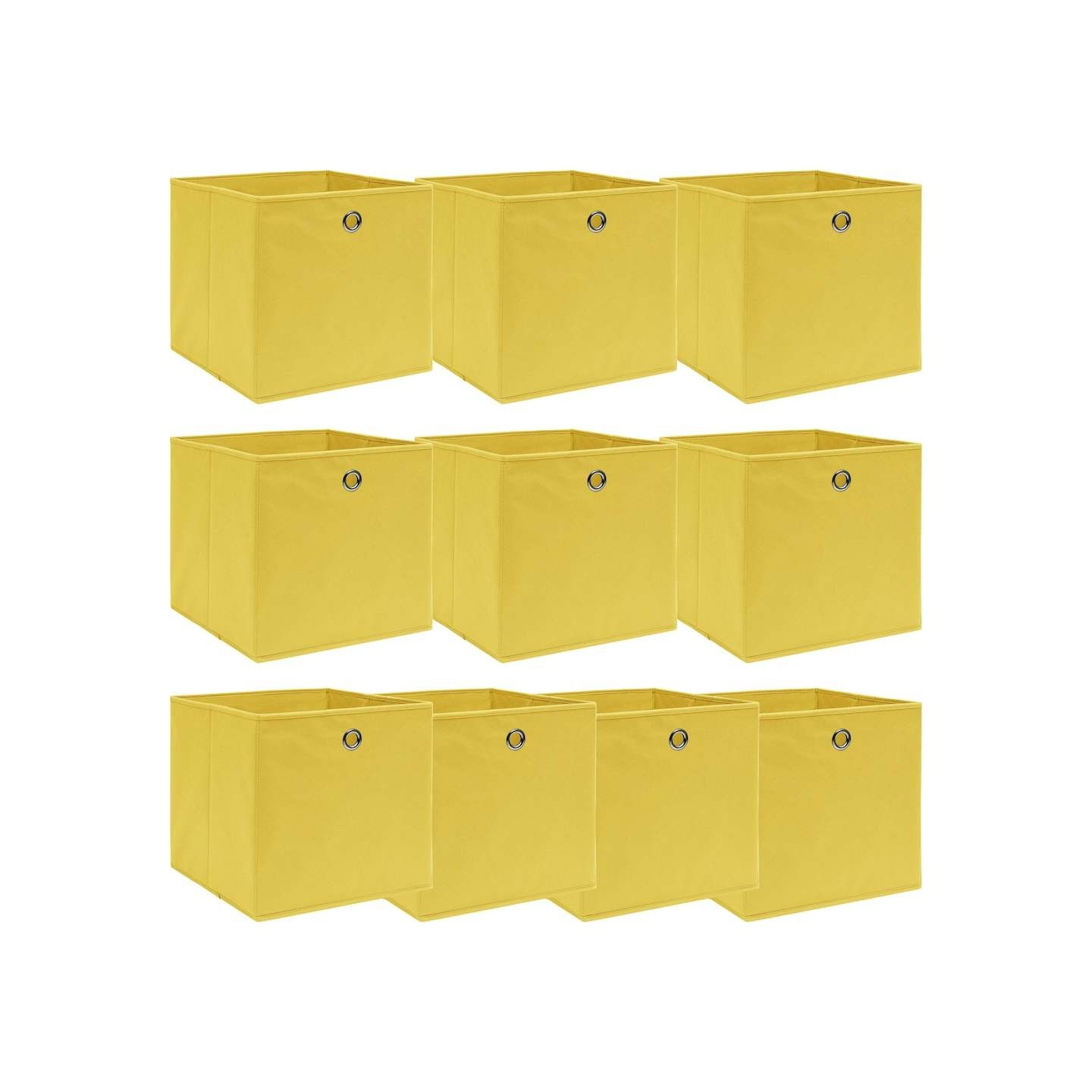 Boîtes de rangement 10 pcs Jaune 32x32x32 cm Tissu
