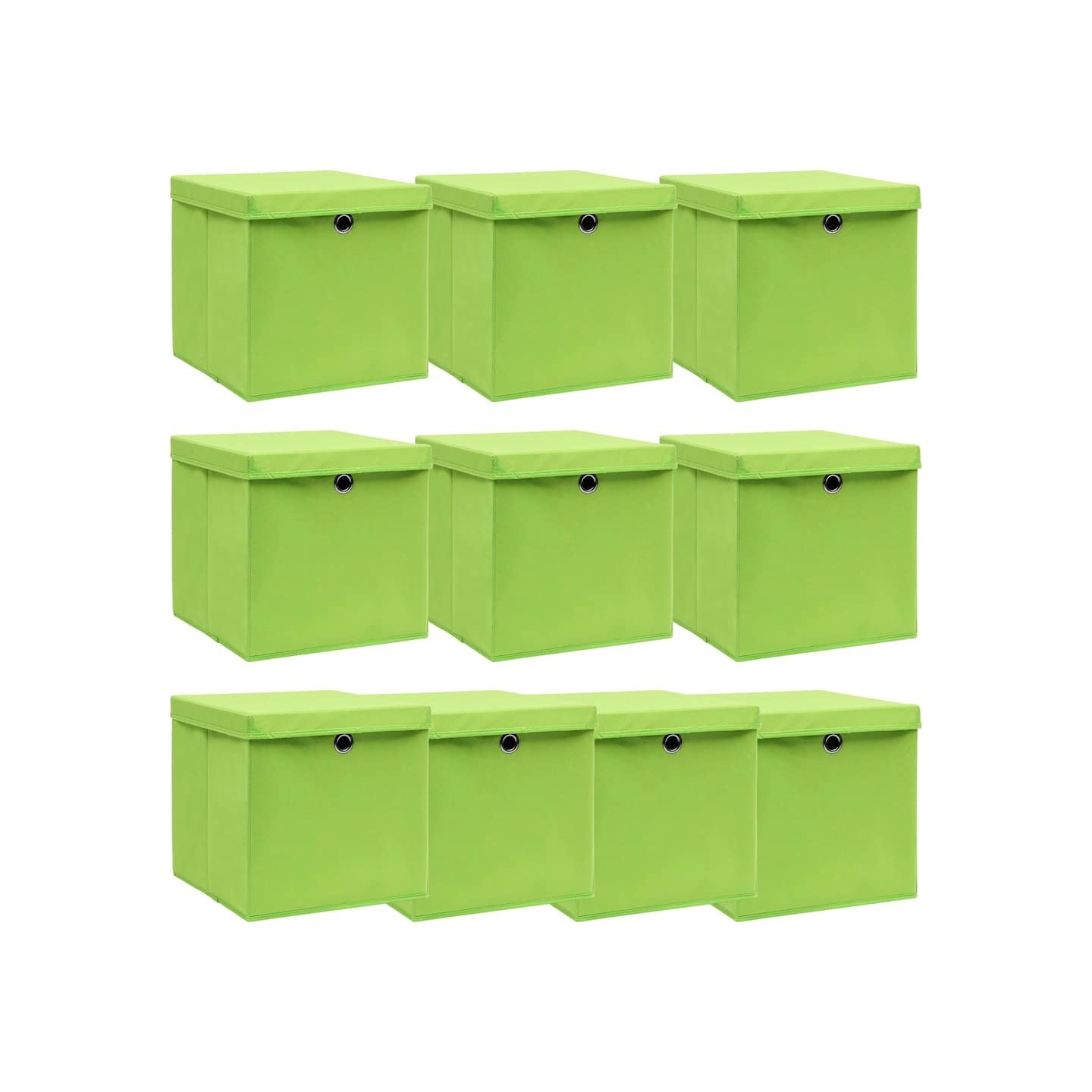 Boîtes de rangement avec couvercles 10pcs Vert 32x32x32cm Tissu