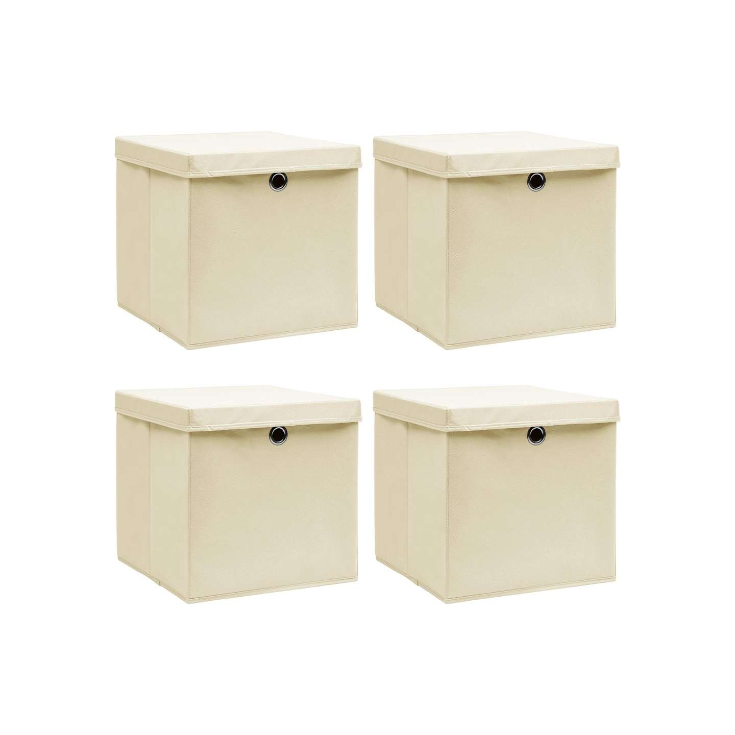 Boîtes de rangement à couvercles 4 pcs Crème 32x32x32 cm Tissu
