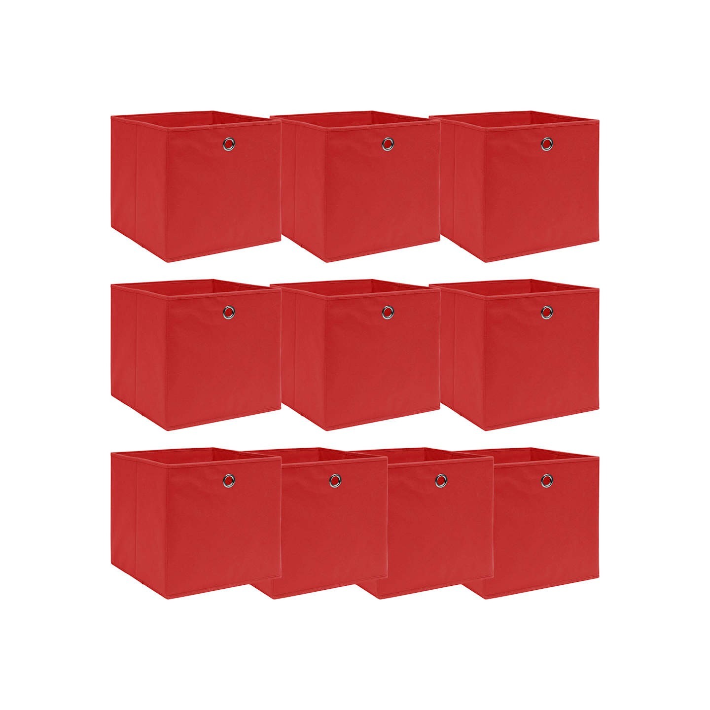 Boîtes de rangement 10 pcs Rouge 32x32x32 cm Tissu