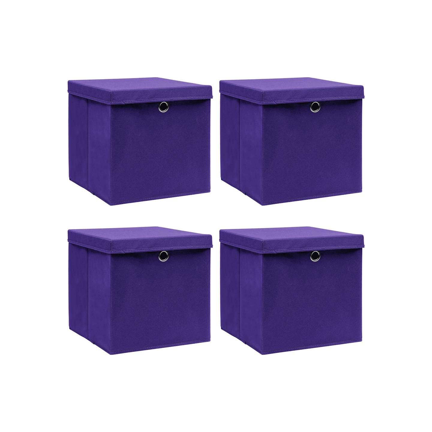 Boîtes de rangement et couvercles 4 pcs Violet 32x32x32cm Tissu