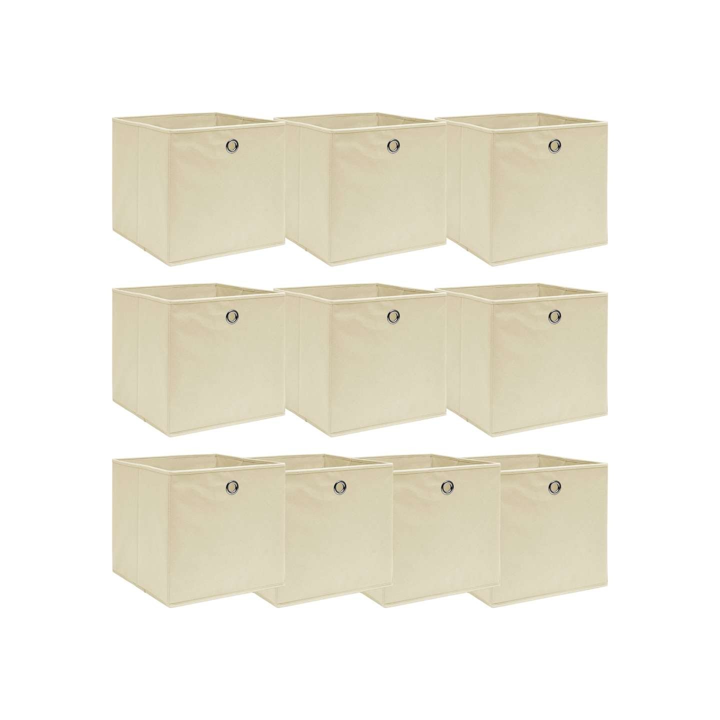 Boîtes de rangement 10 pcs Crème 32x32x32 cm Tissu