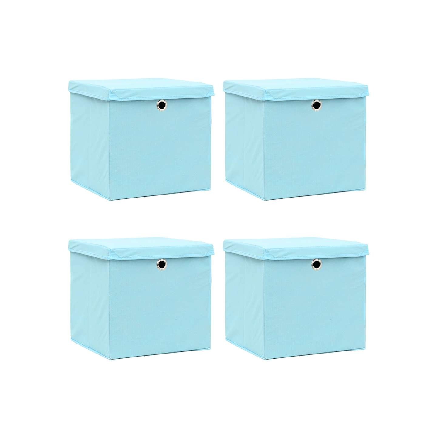 Boîtes de rangement et couvercles 4 pcs Bleu 32x32x32 cm Tissu
