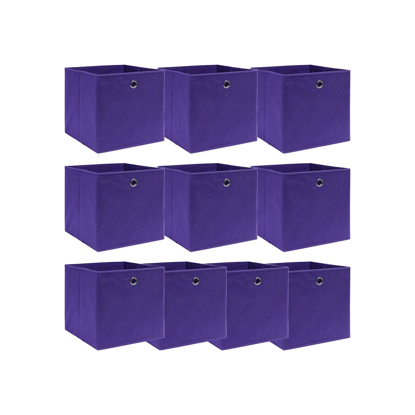 Boîtes de rangement 10 pcs Violet 32x32x32 cm Tissu