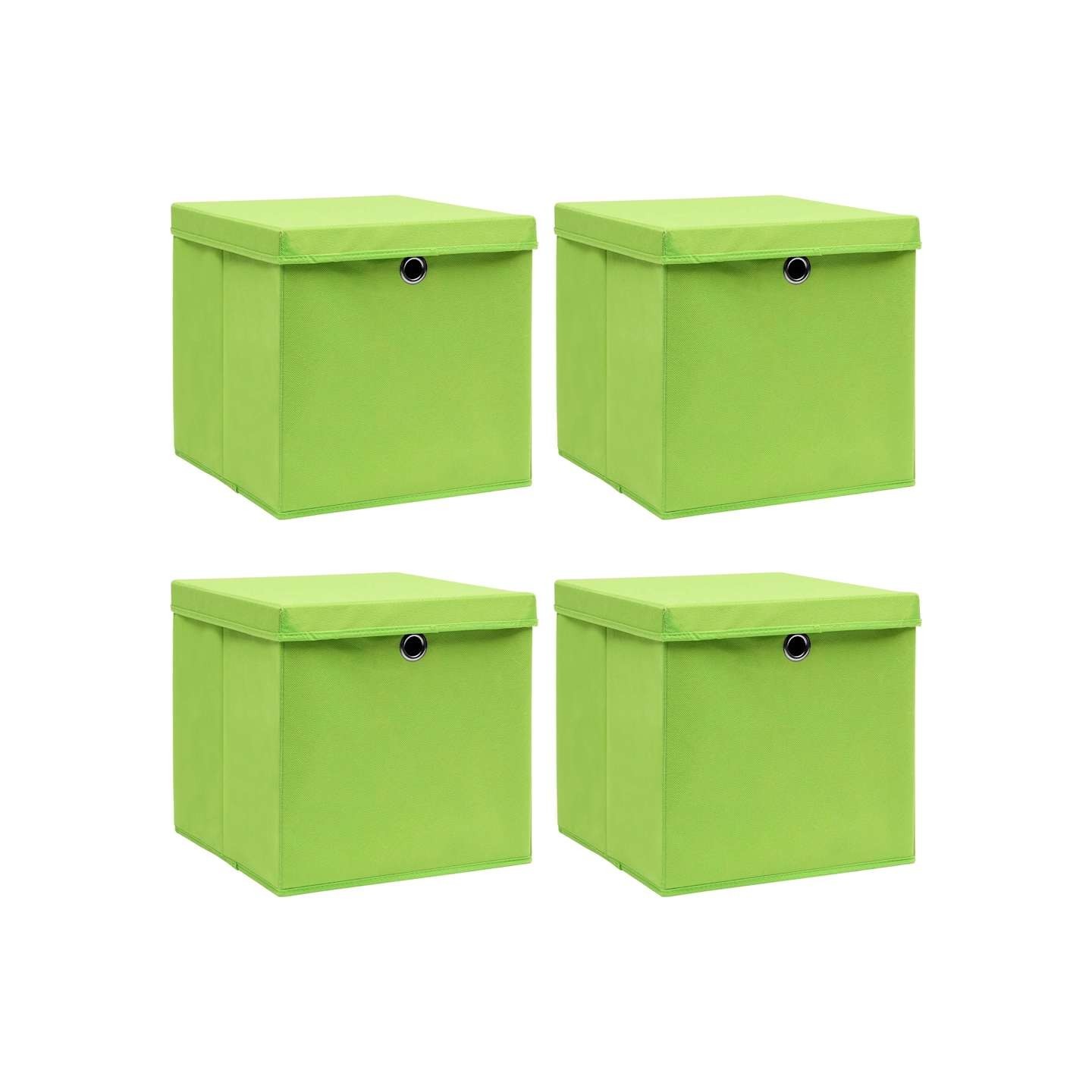 Boîtes de rangement avec couvercles 4 pcs Vert 32x32x32cm Tissu