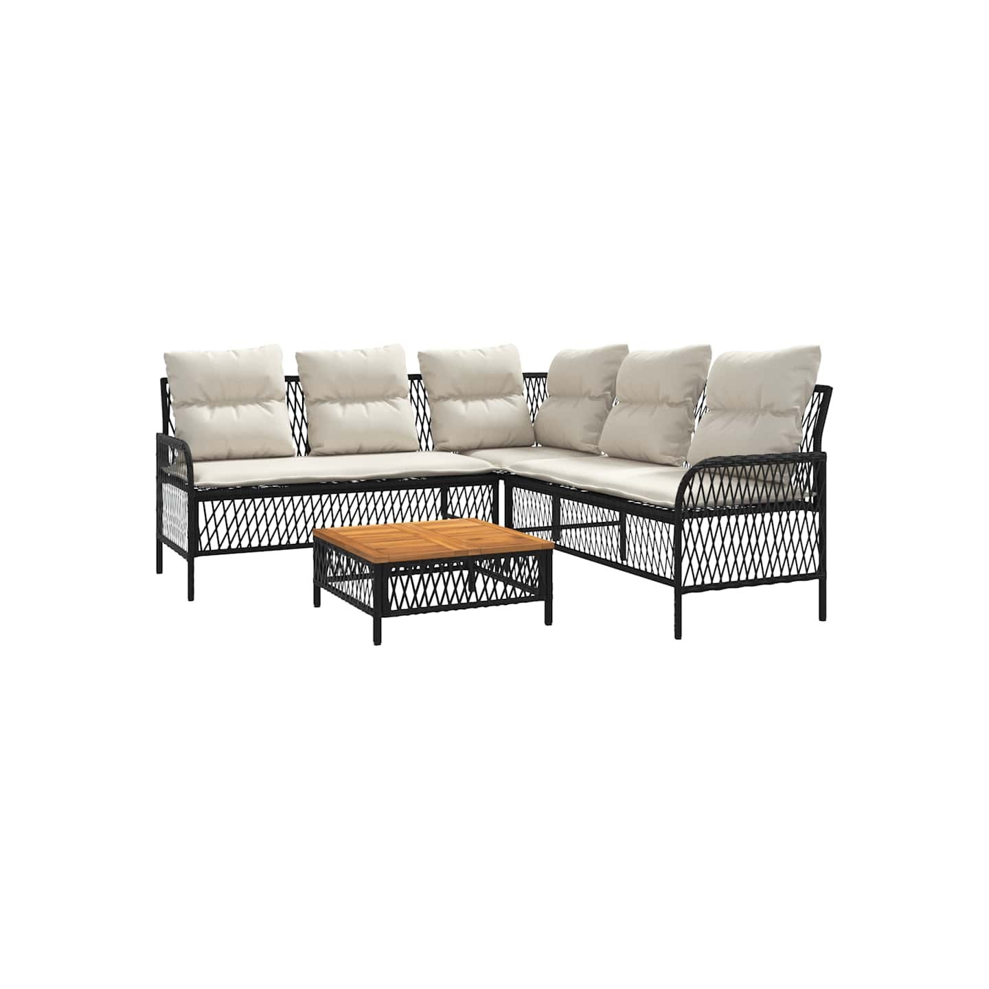 Canapés de jardin 2 pcs avec coussins Noir Résine tressée