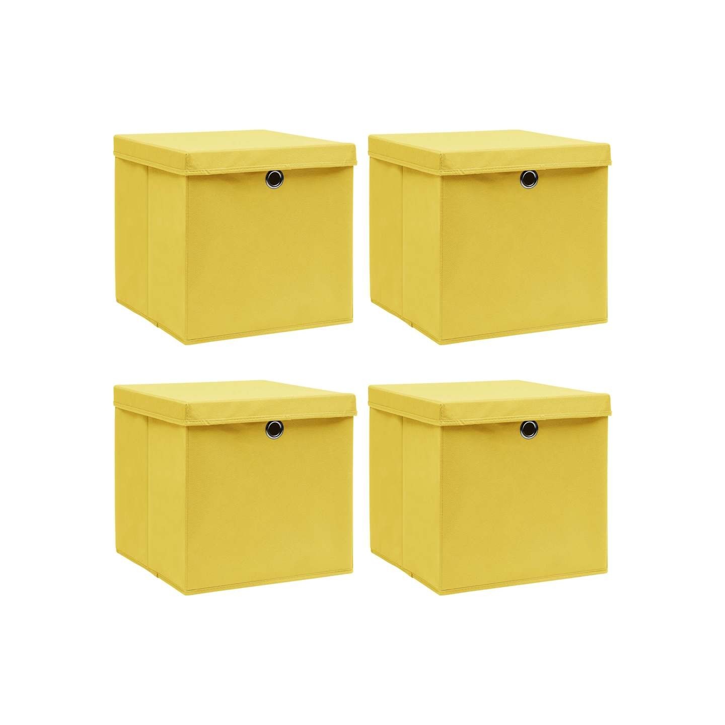 Boîtes de rangement et couvercles 4 pcs Jaune 32x32x32 cm Tissu