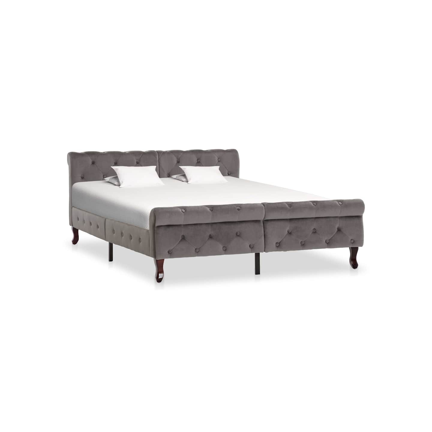 Cadre de lit sans matelas gris velours 140x200 cm