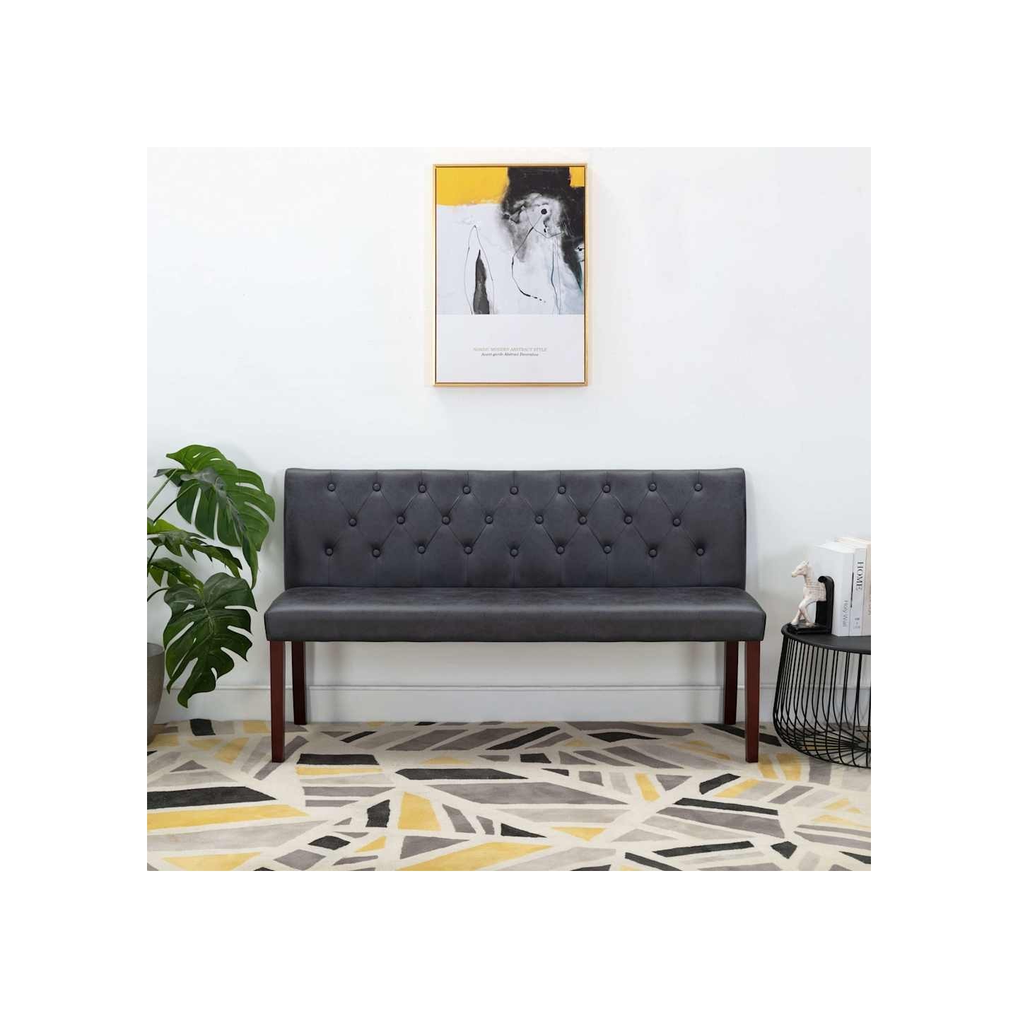 Banc 148,5 cm Gris Similicuir daim