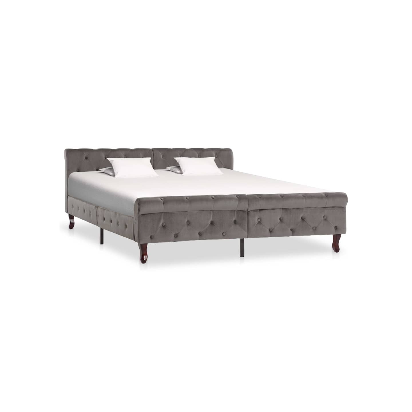 Cadre de lit sans matelas gris velours 160x200 cm