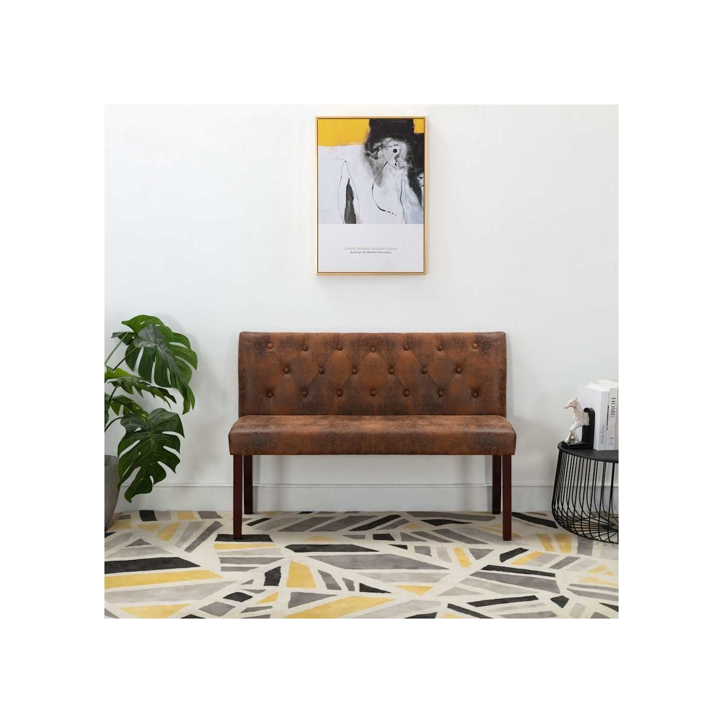Banc 120 cm Marron Similicuir daim