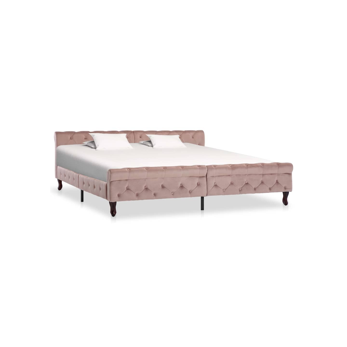 Cadre de lit sans matelas rose velours 200x200 cm