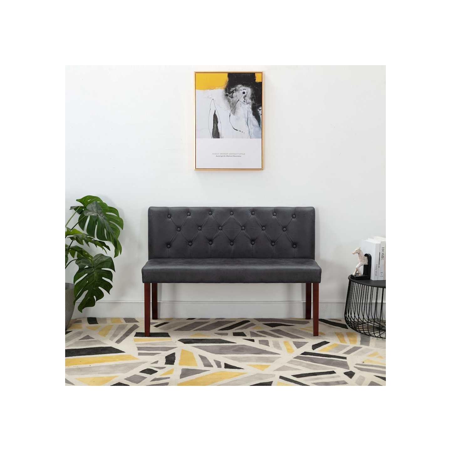 Banc 120 cm Gris Similicuir daim