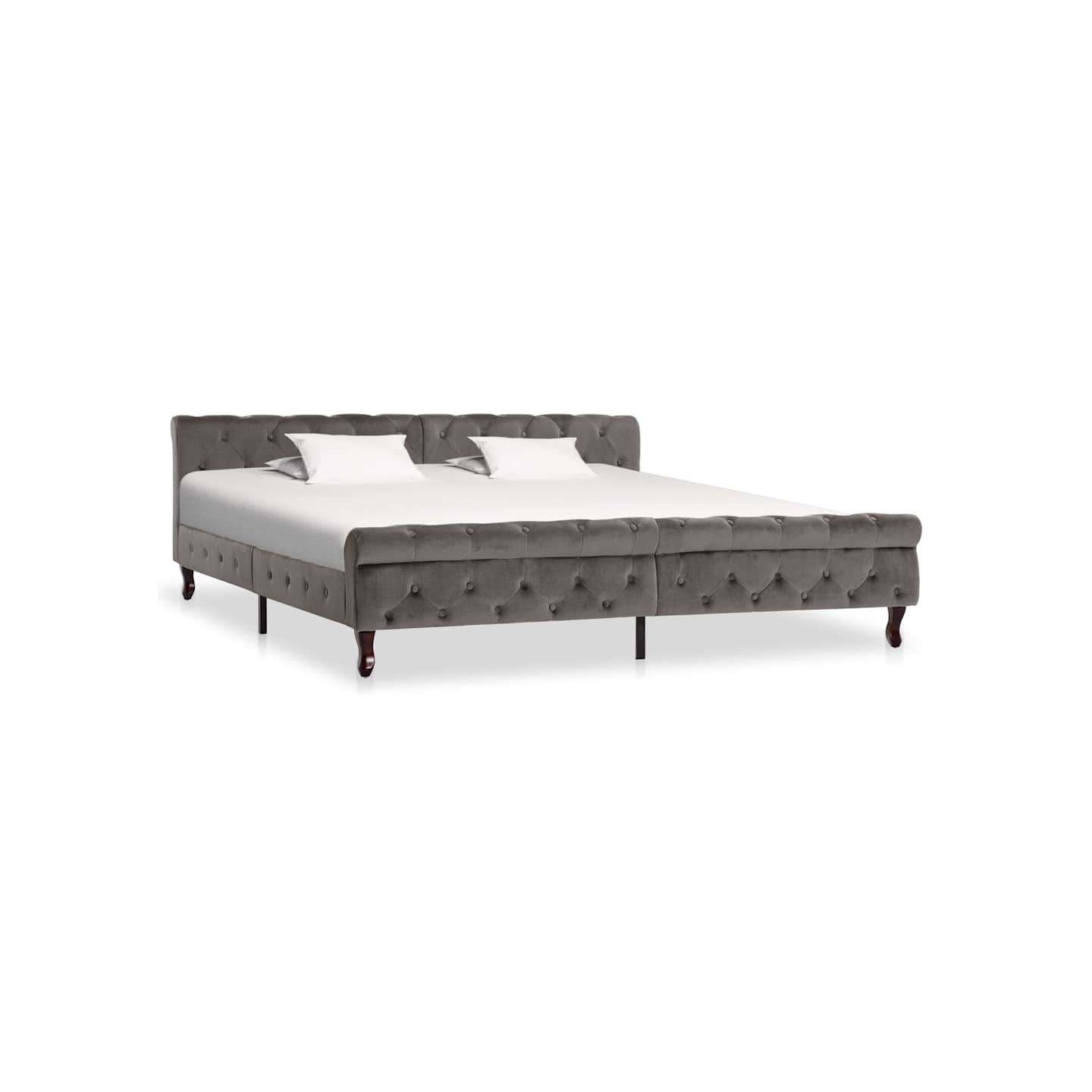 Cadre de lit sans matelas gris velours 200x200 cm