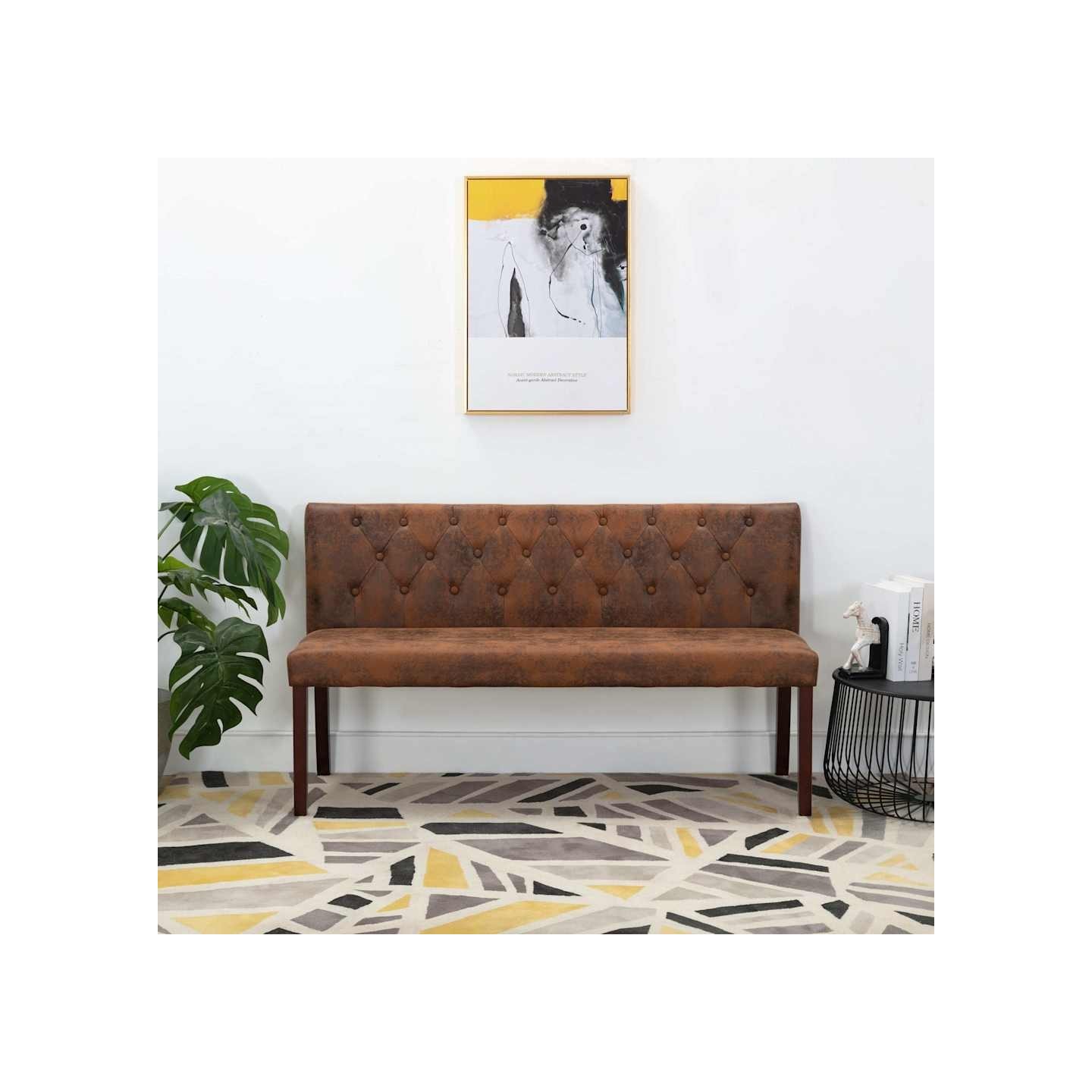 Banc 148,5 cm Marron Similicuir daim