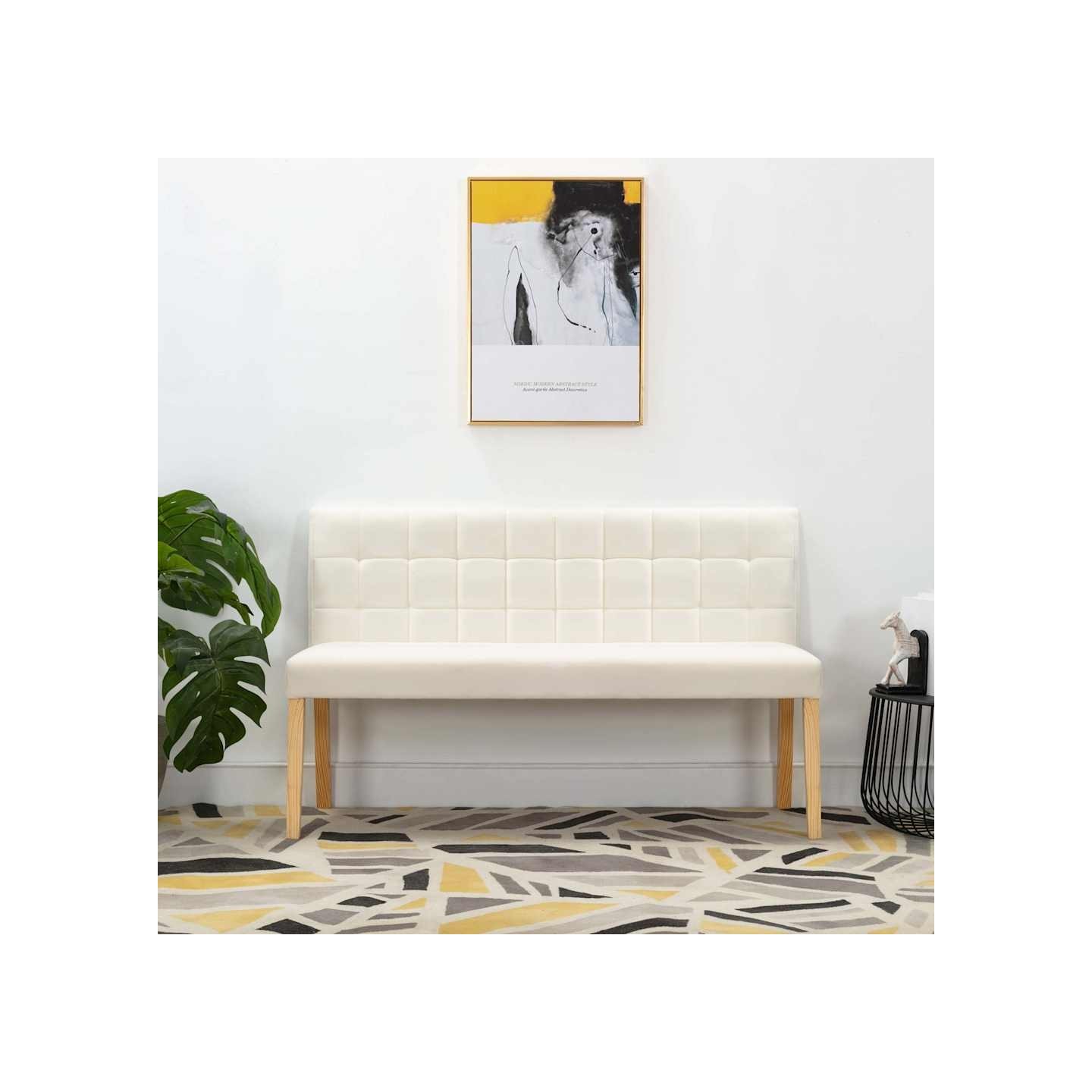 Banc 140 cm Crème Velours