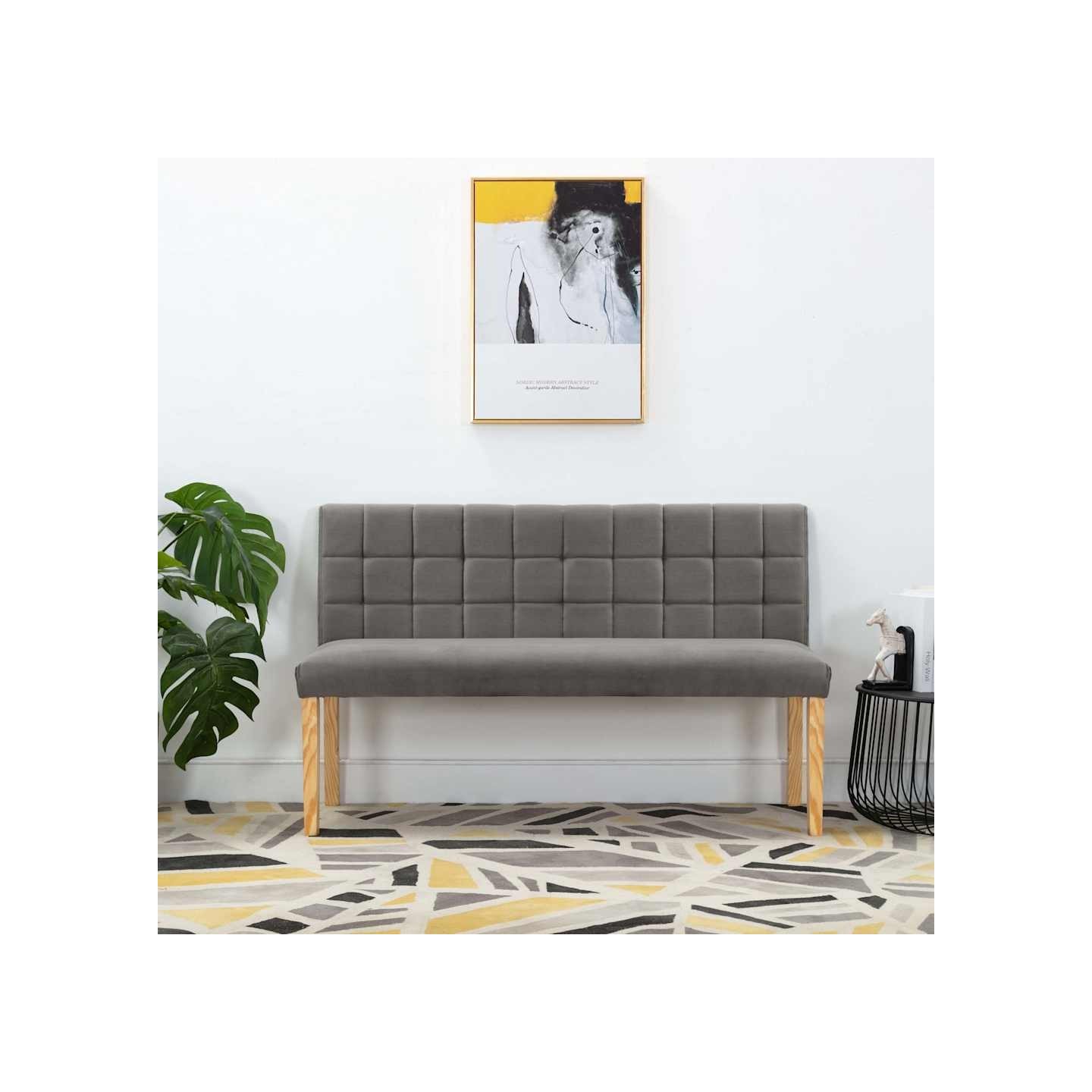 Banc 140 cm Gris Velours
