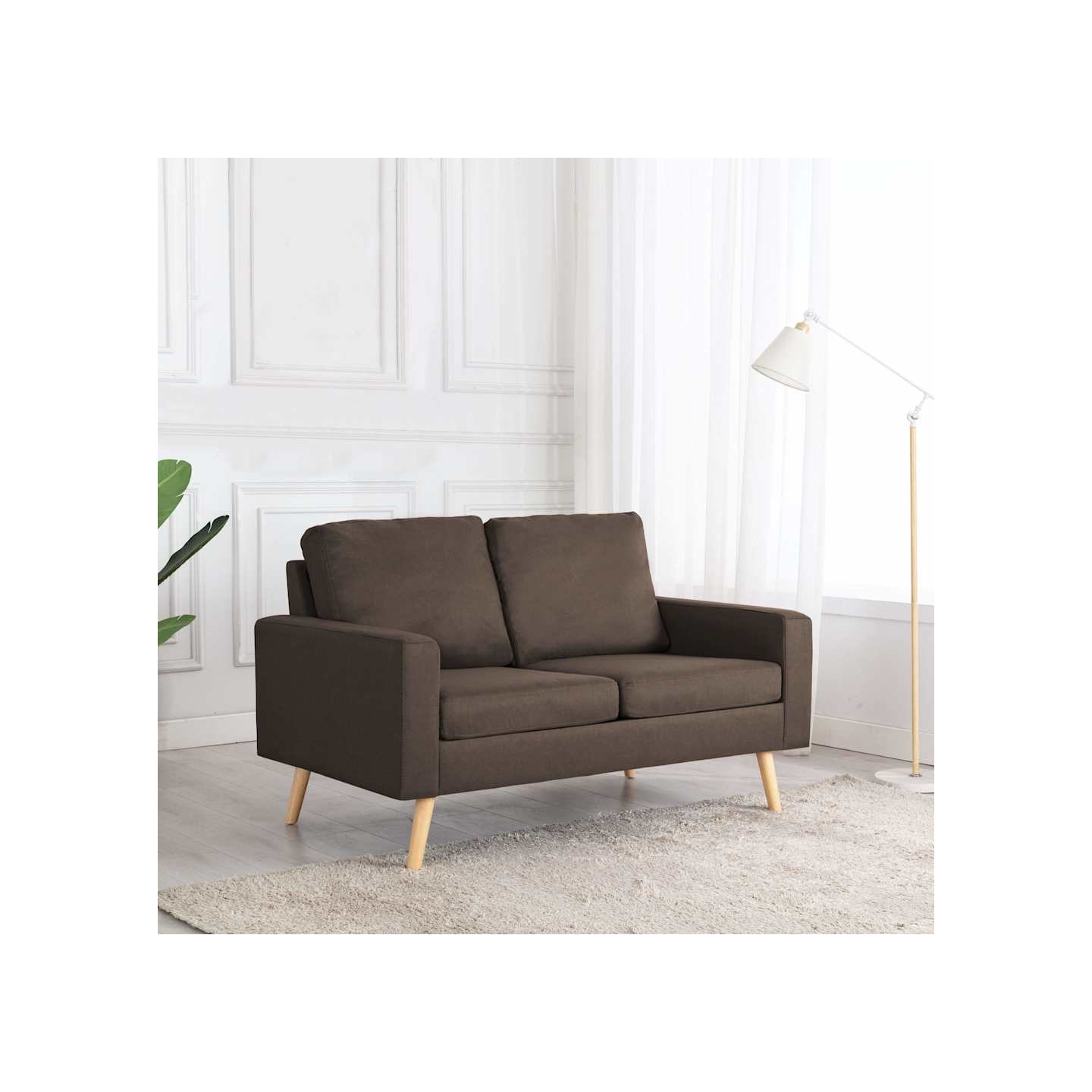 Canapé à 2 places Marron Tissu