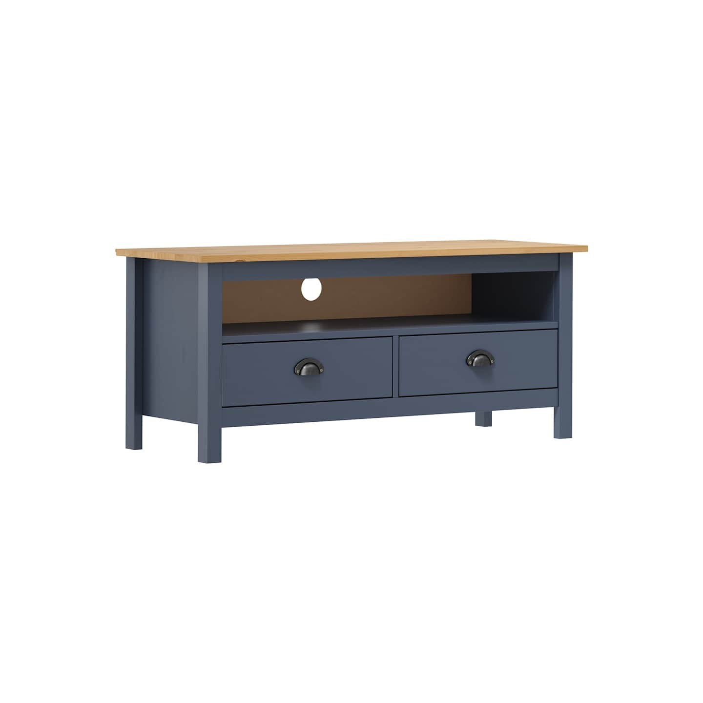 Meuble TV Hill Range Gris 110x40x47 cm Bois de pin solide