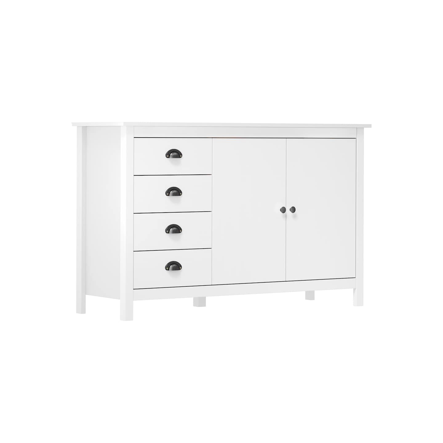 Buffet Hill Blanc 130x40x80 cm Bois de pin solide