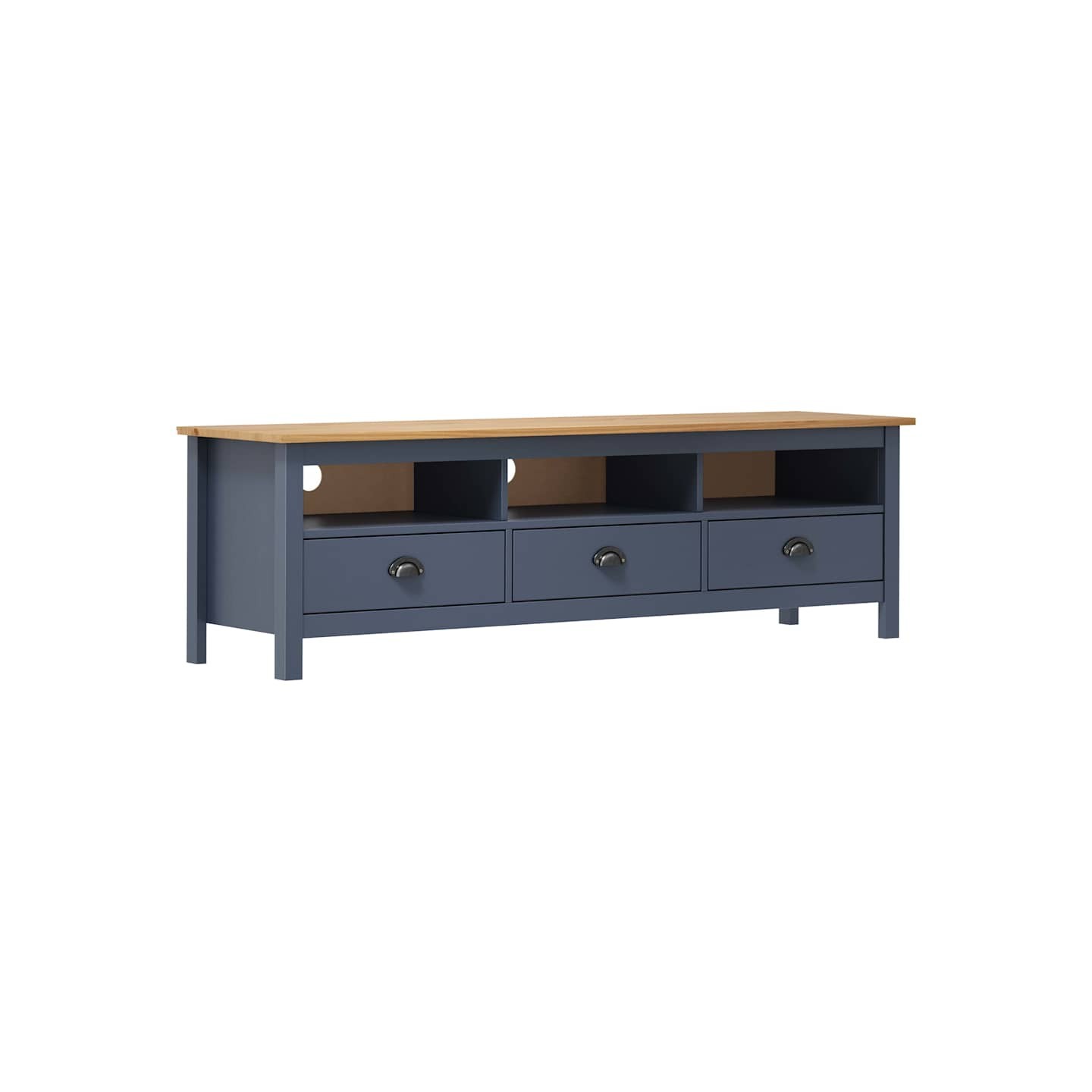 Meuble TV Hill Range Gris 158x40x47 cm Bois de pin solide