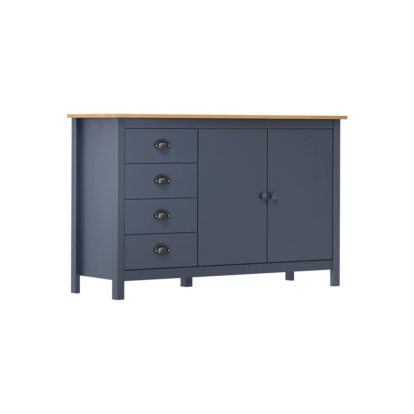 Buffet Hill Gris 130x40x80 cm Bois de pin solide