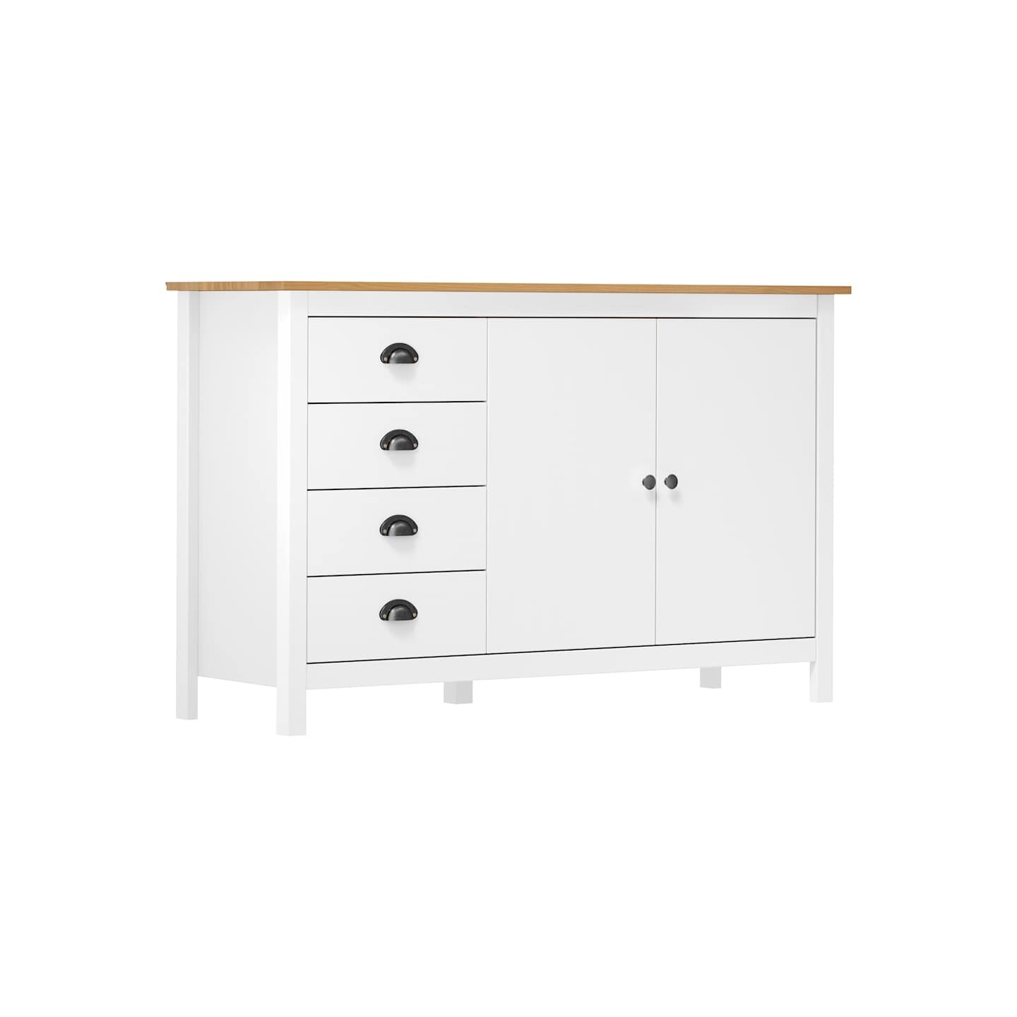 Buffet Hill Blanc 130x40x80 cm Bois de pin solide