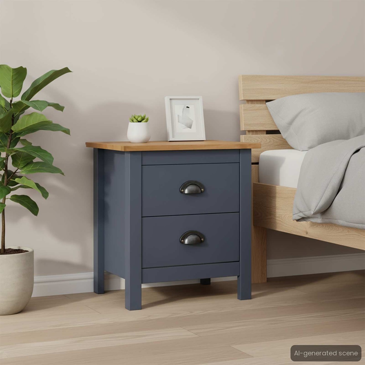 Table de chevet Hill Gris 46x35x49,5 cm Bois de pin solide