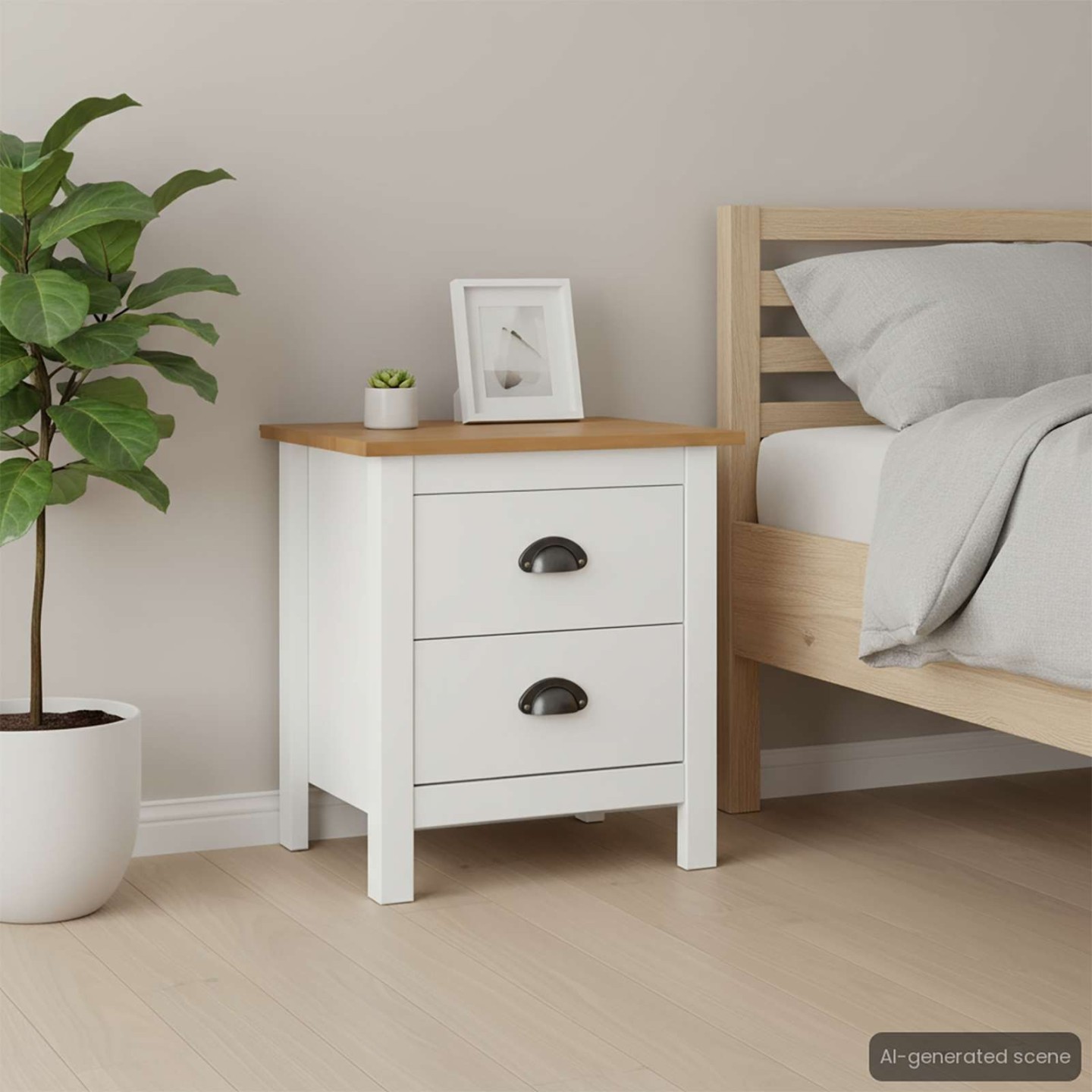 Tables de chevet Hill 2 pcs Blanc 46x35x49,5 cm Bois pin solide