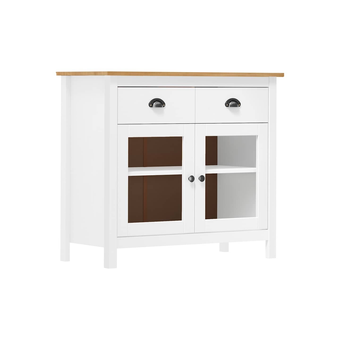 Buffet Hill Blanc 90x40x80 cm Bois de pin solide