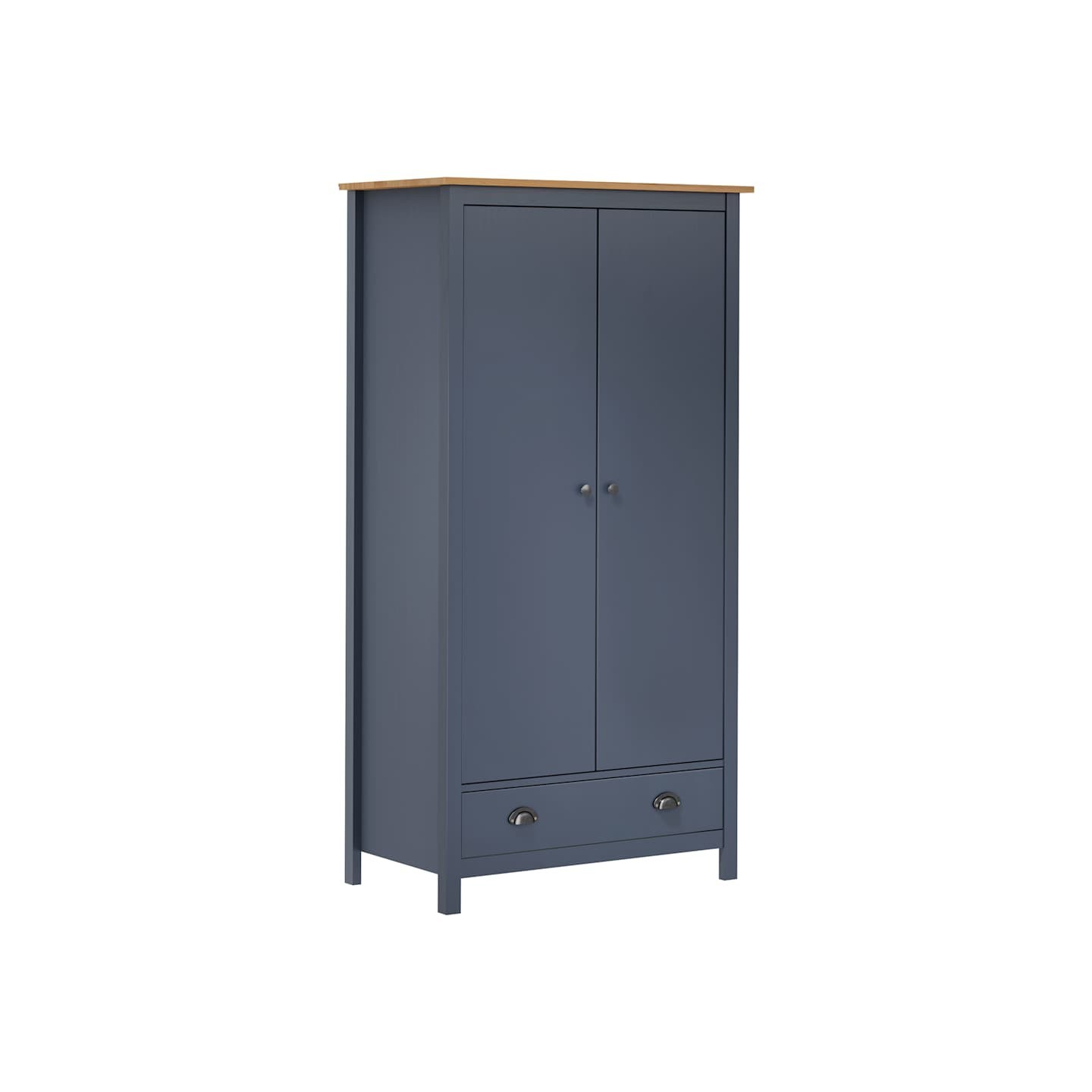 Garde-robe à 2 portes Hill Gris 89x50x170cm Bois de pin solide