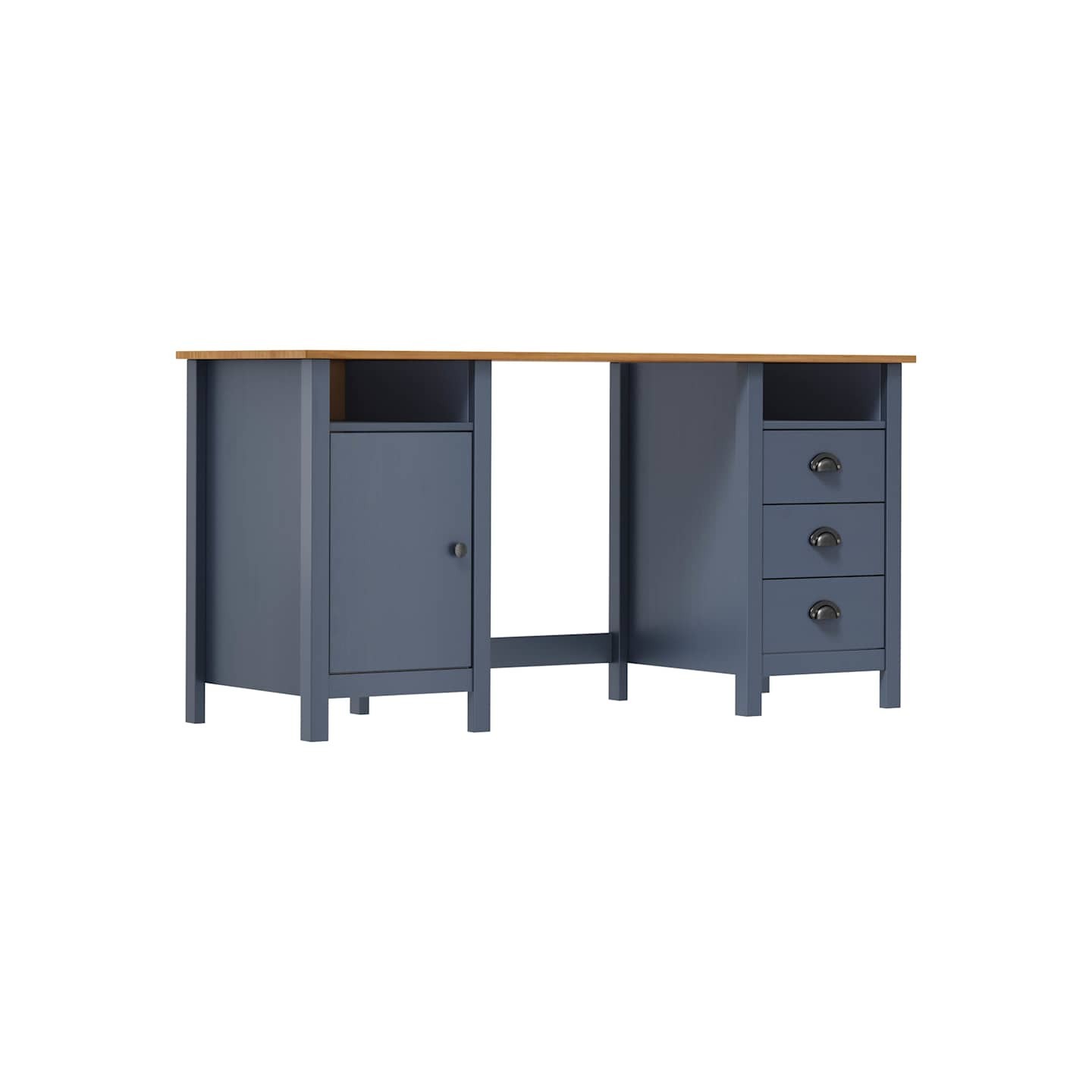 Bureau Hill Gris 150x50x74 cm Bois de pin solide