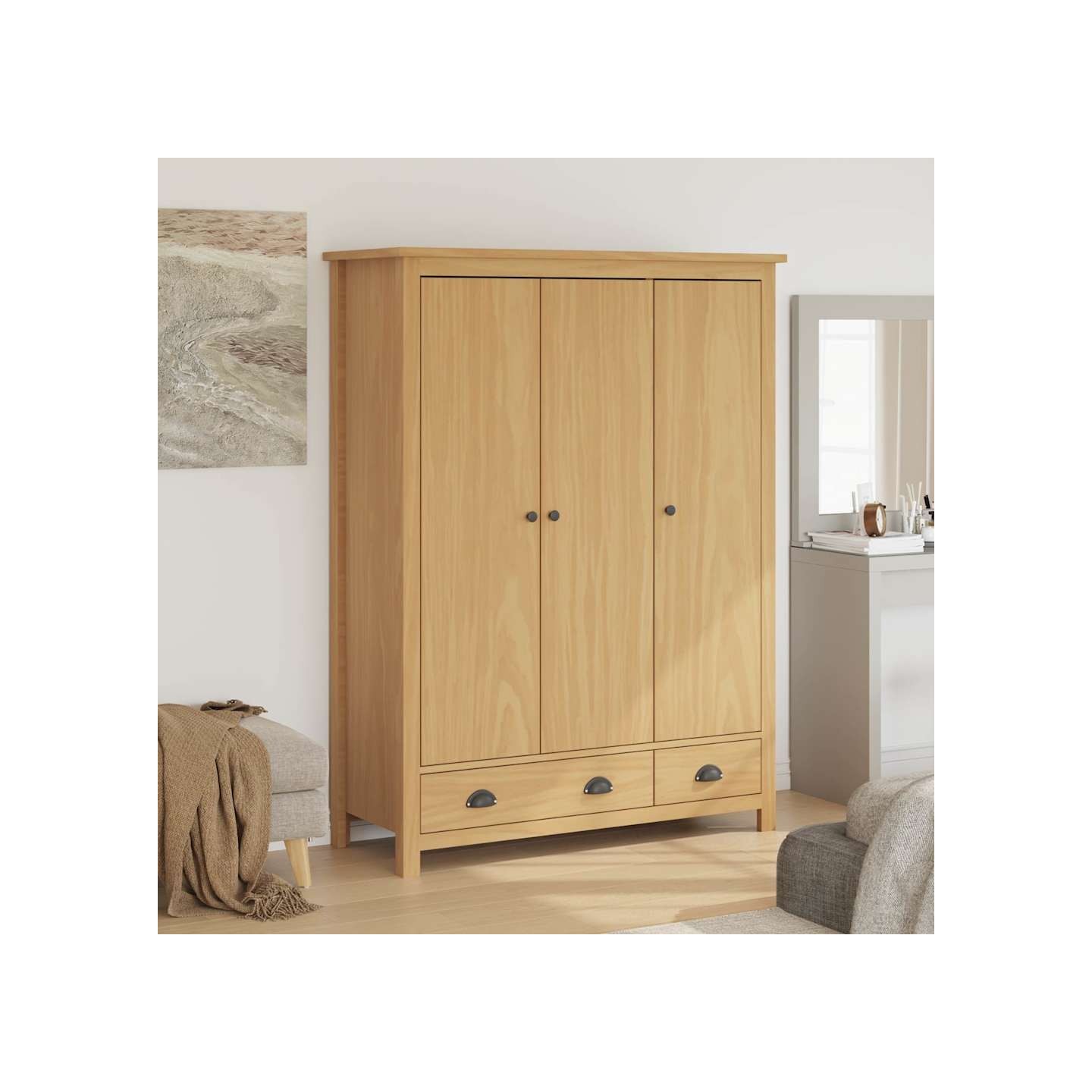 Garde-robe à 3 portes Hill 127x50x170 cm Pin solide