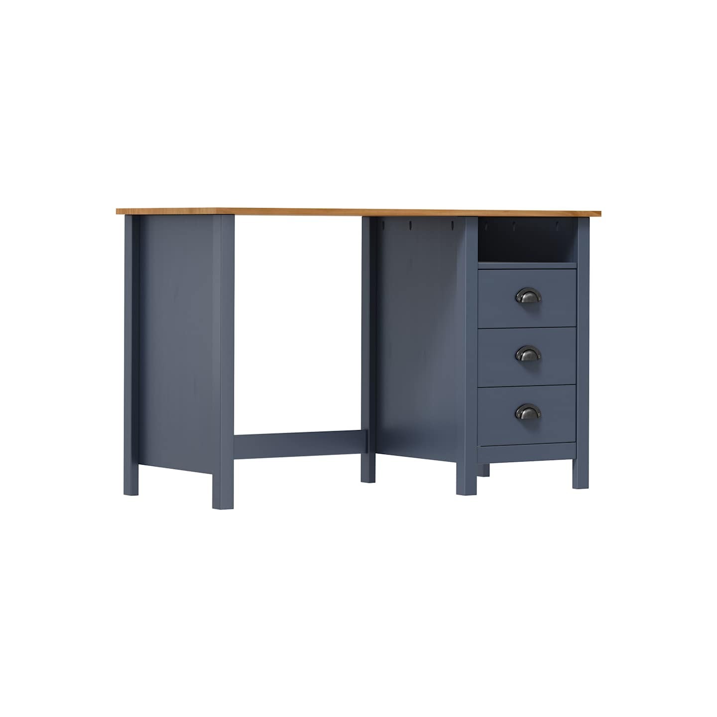 Bureau Hill avec 3 tiroirs Gris 120x50x74 cm Pin solide