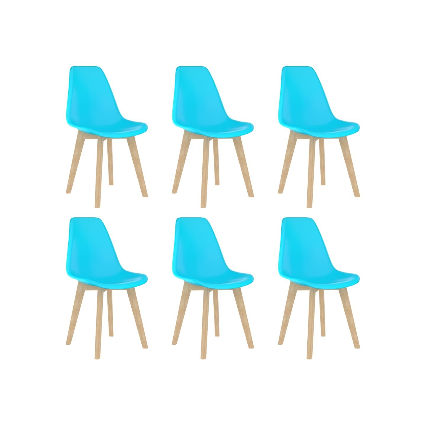 Chaises à manger lot de 6 bleu plastique