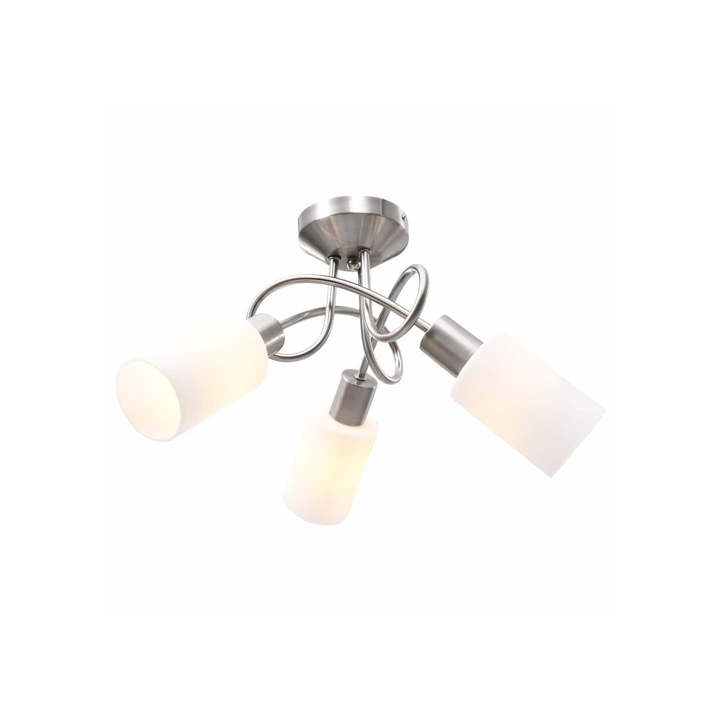 Plafonnier avec abat-jour en verre 3 ampoules E14 Blanc Cône
