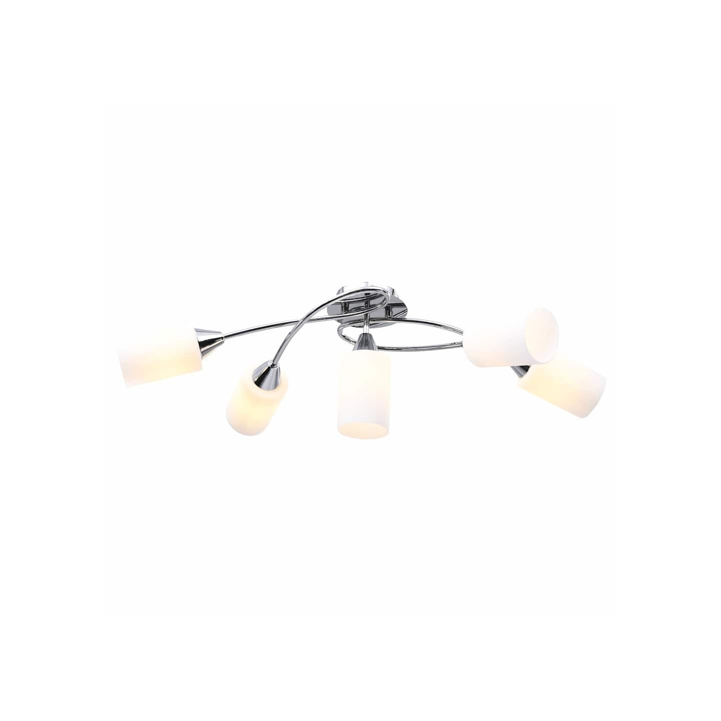 Plafonnier avec abat-jour en verre 5 ampoules E14 Blanc Cône