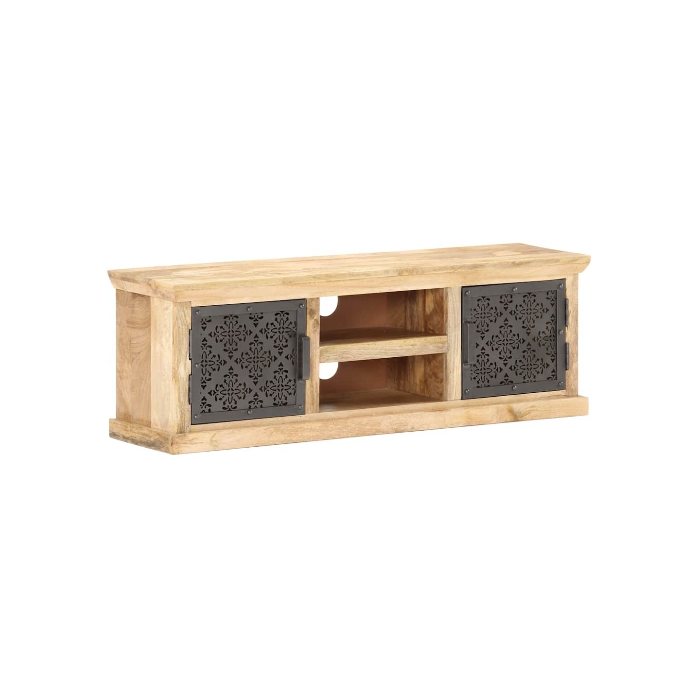 Meuble TV avec portes en acier 120x30x40 cm Bois de manguier