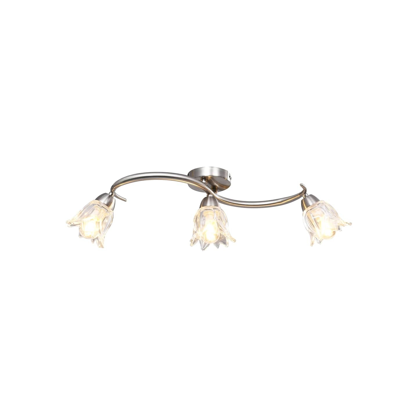 Plafonnier et abat-jour verre transparent 3 ampoules E14 Tulipe