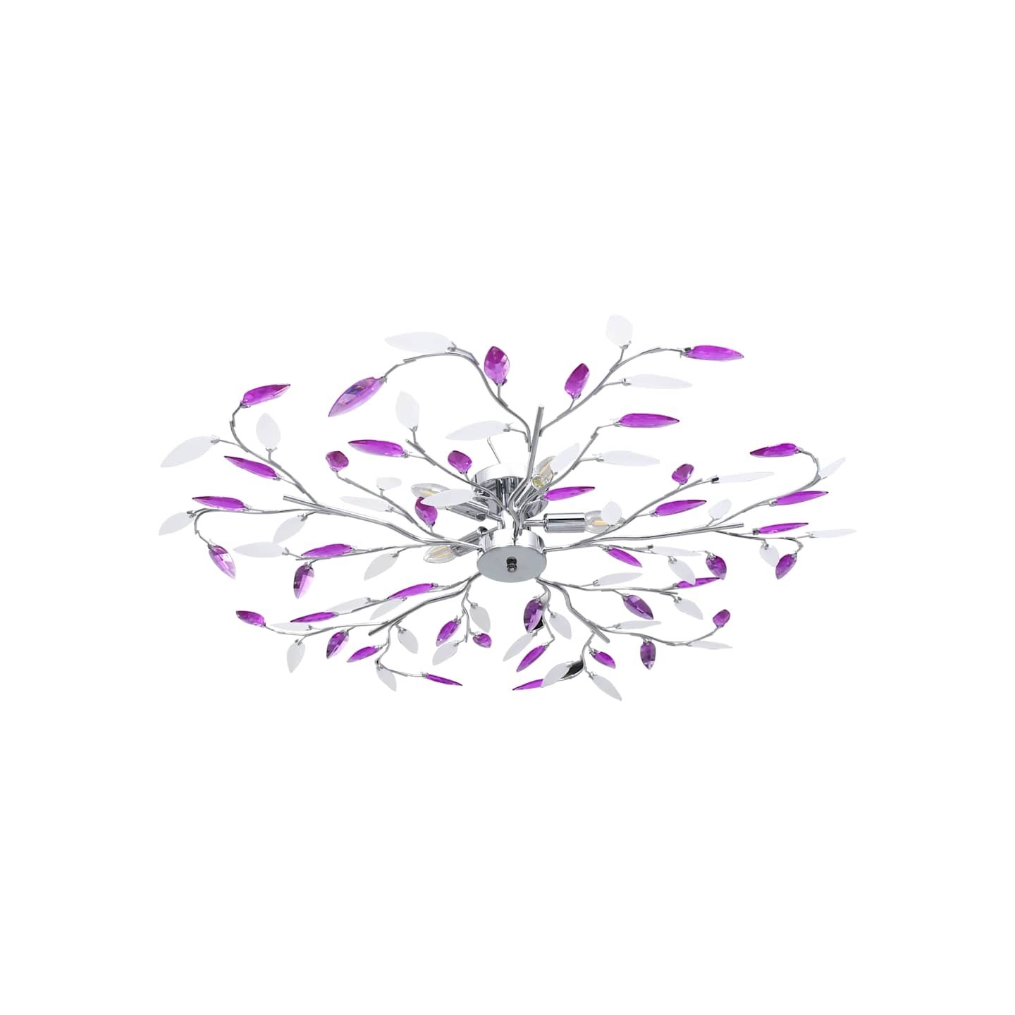 Plafonnier à bras feuille en cristal acrylique 5 ampoules E14